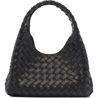 Bottega Veneta Small Campana Intrecciato Leather Shoulder Bag in Black-Brass at Nordstrom
