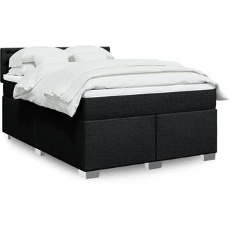 vidaXL Cama Box Spring Con Colch&oacute;n Tela Negro 140x190 Cm Vidaxl