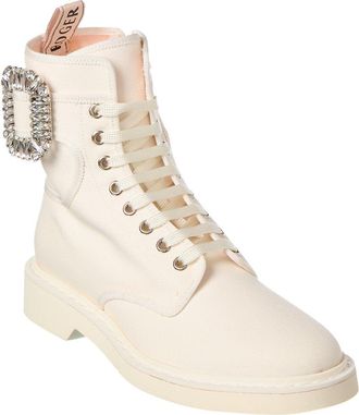 Roger Vivier Logo Plaque Viv Canvas Boot