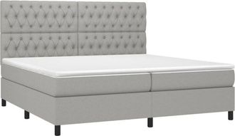 vidaXL Vidaxl - Cama Box Spring Con Colch&oacute;n Tela Y Led Gris Claro 200x200 Cm