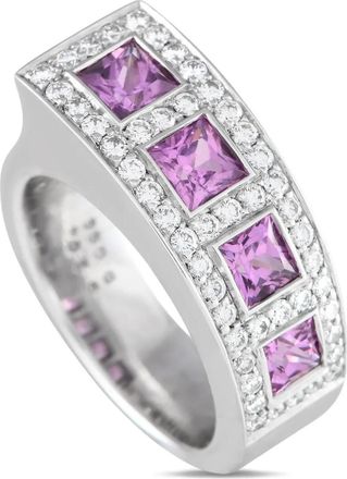 Bucherer Anello in oro bianco 18 carati con zaffiri e diamanti - Argento