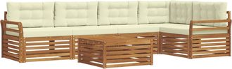 vidaXL Conjunto De Sof&aacute;s De Exterior 6 Uds. Natural Y Crema Vidaxl