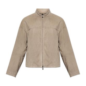 Emporio Armani Leren jas - Heren - Leren en Su&egrave;de Jassen - Beige - XL - Katoen - Jassen