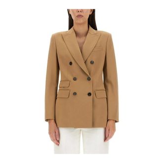 Max Mara Blazers, female, Beige, Size: M Double-Breasted Tailored Blazer Jacket