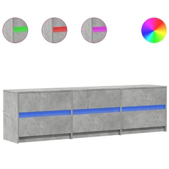 vidaXL Vidaxl - Mueble De Tv Led Madera Ingenier&iacute;a Gris Hormig&oacute;n 180x34x50 Cm