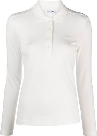 Lacoste piqu&eacute; cotton polo top - women - Cotton/Elastane - 42 - White