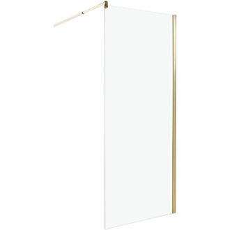Beliani Box Doccia in Vetro Temperato Divisorio Senza Porta oro 80 x 190 cm Ahaus