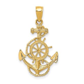 Diamond2Deal 10k Yellow Gold Anchor Wheel Pendant