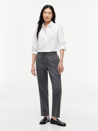 Tommy Hilfiger Womens Tapered Drawstring Jogger Pant - Light Grey Pinstripe - XXL