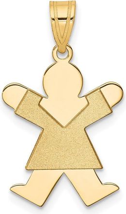 Diamond2Deal 14k Yellow Gold The Kids Solid Satin Small Girl Engravable Joy Charm Pendant