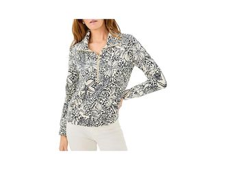 Lilly Pulitzer Eleni Upf 50+ Pullover Womens Sweater Onyx Lots To Spot : LG, Polyester/Rayon/Spandex