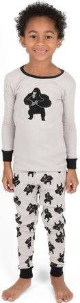 Leveret Two-Piece Printed Cotton Pajamas, Stripes, Animals & Characters in Gorilla at Nordstrom, Size 12-18M