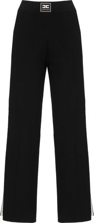 Elisabetta Franchi Black Elastic Waist Side Vent Pants