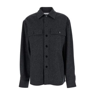 Jil Sander Jassen, Dames, Grijs, S, Wol, Klassiek Grijs Overhemd met Lange Mouwen