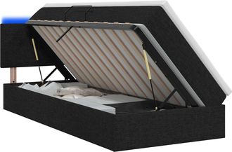 vidaXL Cama De Almacenamiento Led Con Colch&oacute;n Negro 100 X 200 Cm Tela Vidaxl