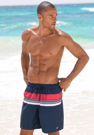 Kangaroos Badeshorts KANGAROOS, Herren, Gr. XXL (58/60), N-Gr, blau (marine, rot), Polyester, gestreift, Badehosen Badeshorts, mit Streifen