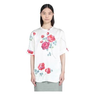 N&deg;21 Blouses, female, White, Size: 2XL Short-Sleeve Blouse with Floral Print