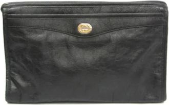 Gucci Pre-owned Leather gucci-bags - unisex - Vintage Clutch - Zwart - ONE Size - Leer - Vintage