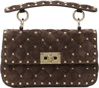 Valentino Garavani Brown Rockstud Spike Small Shoulder Bag