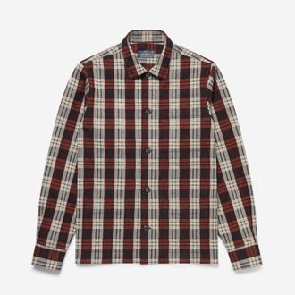 Oliver Sweeney Mens Brushed Cotton Check Overshirt - Red - Size X-Large