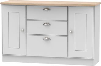 Welcome Furniture Westminster Ready Assembled 2 Door 3 Drawer Sideboard in Grey Matt & Riviera Oak - Welcome Furniture | TJ Hughes