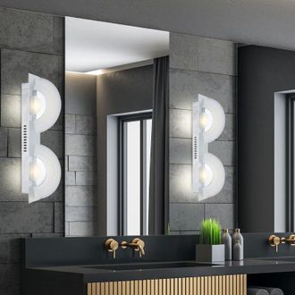 Globo Lighting Lampada da parete, applique, lampada da corridoio, lampada da corridoio, luce scala, lampada da camera, 2 lampadine, vetro cromato satinato, led 5W