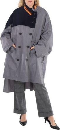 Kolor Ladies Light Gray Taffeta Long Coat, Brand Size 1 (Small)
