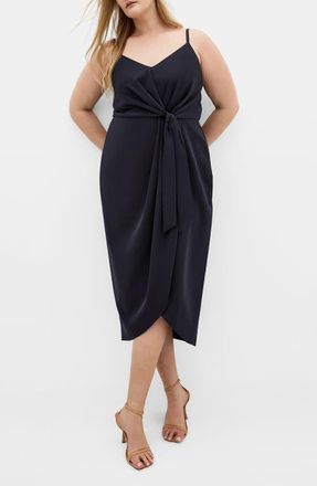City Chic Love Affair Faux Wrap Dress in Dark Navy at Nordstrom, Size Xxl
