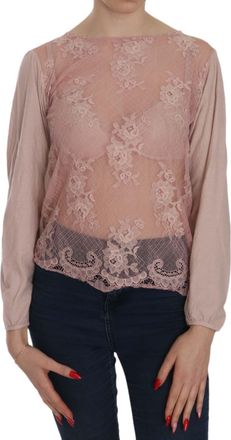 Pink Memories MEMORIES Lace See Through Long Sleeve Womens Blouse