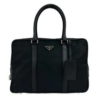 Prada Black Nylon Leather Briefcase (Pre-Owned)