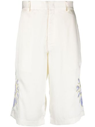 Bluemarble Mens Embroidered Flowers Shorts