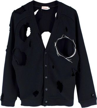 Charles Jeffrey Loverboy Charles Jeffery Midnight Blue Loverboy Cut Out Distressed Cardigan Size L