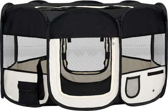 vidaXL Parque De Perros Plegable Y Bolsa Transporte Negro 145x145x61cm Vidaxl