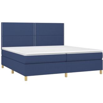 vidaXL Vidaxl - Cama Box Spring Colch&oacute;n Y Luces Led Tela Azul 200x200 Cm