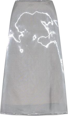 Fabiana Filippi Water-reflective Organza Midi Rok - Dames - Midirokken - Grijs - M - Organza - Rokken
