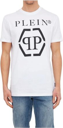 Philipp Plein Tops, Heren, Wit, L, Katoen, Wit T-shirt met Modern Ontwerp