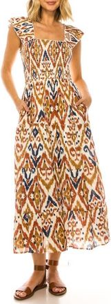 A Collective Story Ikat Print Midi Dress in Snow White at Nordstrom, Size X-Large