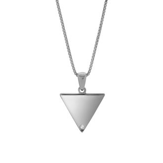LuvMyJewelry Corinne Sterling Silver 0.01 Ct Diamond Triangle Pendant