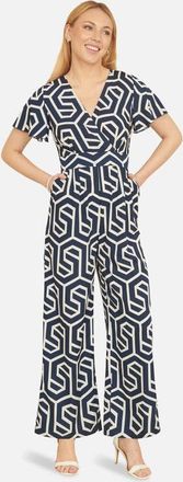 Yumi Sculpting Wrap Wide Leg Maxi Jumpsuit in Navy at Nordstrom, Size 12