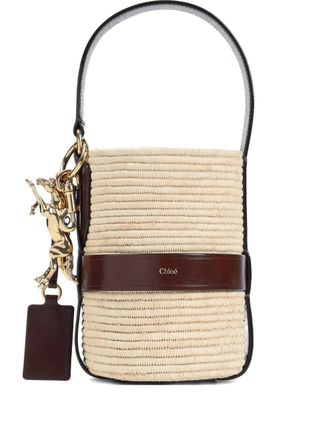 Chloé logo raffia shoulder bag - Neutrals