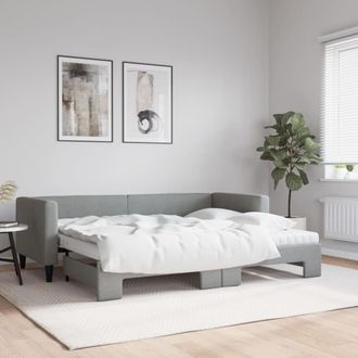 vidaXL Sof&aacute; Cama Nido Con Colch&oacute;n Tela Gris Claro 80x200 Cm Vidaxl