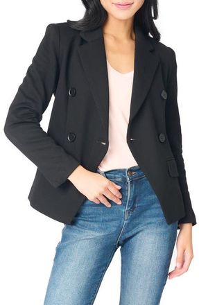 Gibsonlook Double Breasted Cotton Blend Blazer in Black at Nordstrom, Size Xx-Small