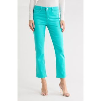 L'agence Tati High Waist Coated Crop Micro Bootcut Jeans in Pool Blue/wht Con Ct at Nordstrom Rack, Size 27