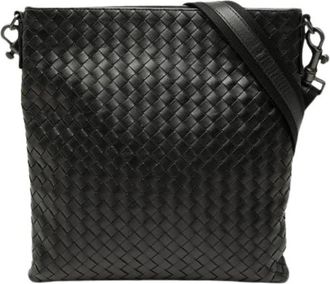 Bottega Veneta Pre-owned Woven Nappa Crossbody Bag - Dames - Vintage Schoudertas - Zwart - ONE Size - Leer - Vintage