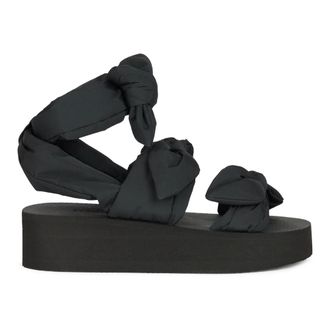 Red Valentino Flat Sandals, female, Black, Size: 7 US Modern black sandal with platform and wraparound strap
