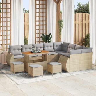 vidaXL Conjunto De Sof&aacute; De Jard&iacute;n Con Coj&iacute;n 13 Pcs Beige Y Gris Claro Vidaxl