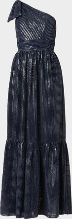 Shoshanna Indigo Sequined One-Shoulder Gown