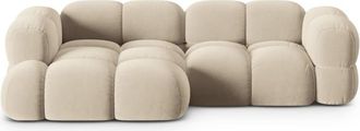 Cosmopolitan Design Sof&aacute; esquinero izquierdo 3 plazas de terciopelo beige claro