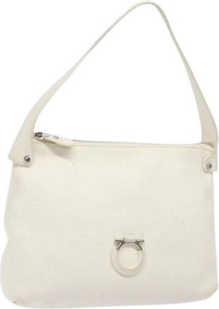 Ferragamo Pre-owned Leather Shoulder Bag - Dames - Vintage Schoudertas - Wit - ONE Size - Leer - Vintage