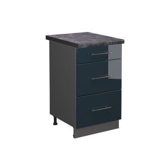 Vicco Mueble Bajo De Cocina Fame-line, Azul Oscuro Alto Brillo, 50 Cm, Et Antracita Vicco